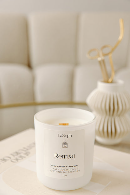 LaSoph Candles Luxury Serenity Ecofriendly Retreat lavender blooms soothing sandalwood