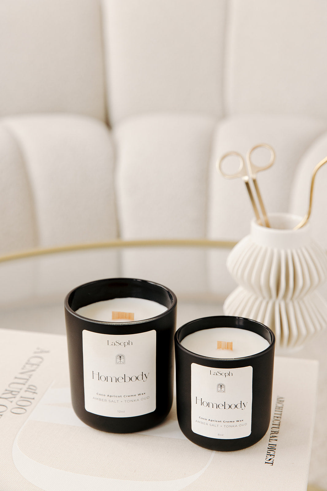 LaSoph Candles Luxury Serenity Ecofriendly Homebody amber salt tonka oud soothing calming candle