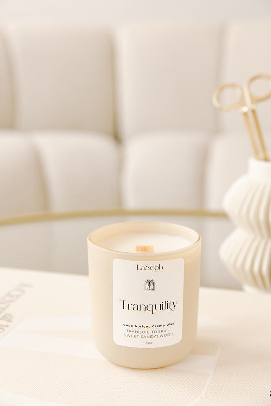 LaSoph Candles Luxury Serenity Ecofriendly Tranquility tranquil tonka sweet sandalwood relaxing smell