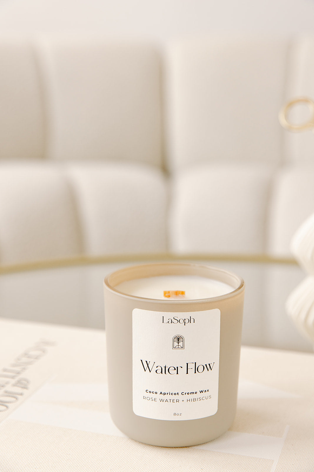 LaSoph Candles Luxury Serenity Ecofriendly Water Flow Rose Water Hibiscus