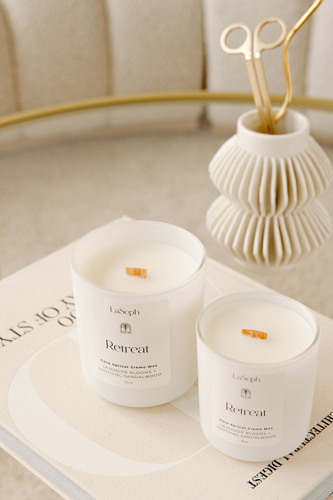 LaSoph Candles Luxury Serenity Ecofriendly Retreat lavender blooms soothing sandalwood